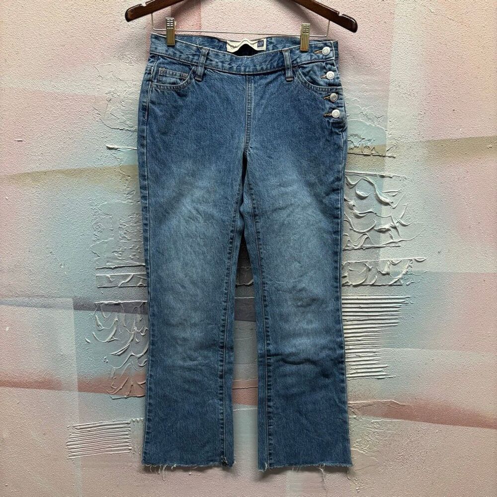 GAP Jeans 2 Side Button Cotton Denim Boho Hippie Chic Retro Preppy Y2K Casual 90